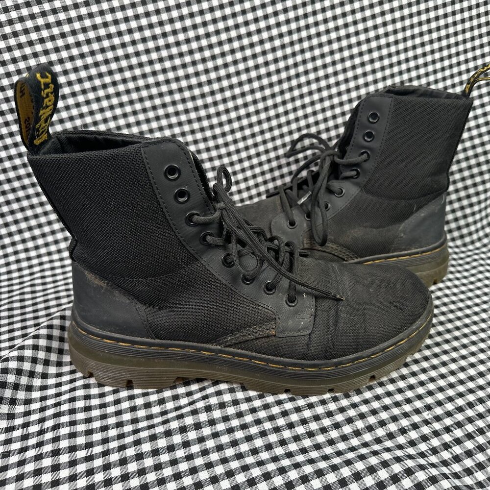 Dr Martens Combs Technical Canvas Black Combat Work Boot Women's Size 9